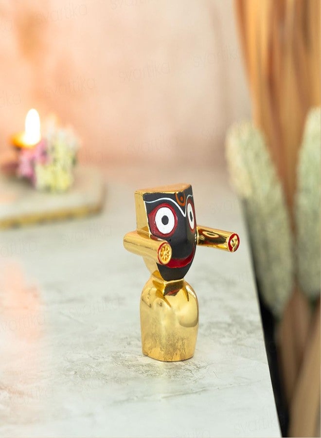 Svastika Lord Jagannath Murti | 24K Gold Plated | Jagannath Idol for Home | Office Desk | Pooja | Gifting | Car Dashboard | 2.75 Inch - Image 5